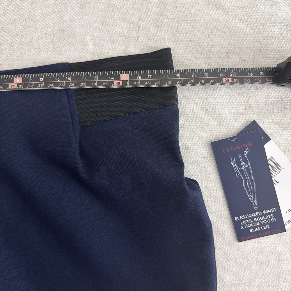NWT Chaps Blue‎ Sculpting Leggings XL Super Stretch Slim Leg Holiday Edition - Picture 9 of 12
